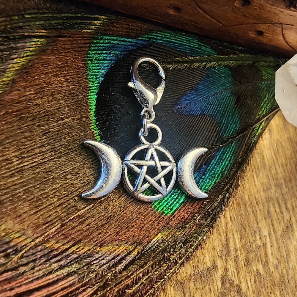 Triple Moon Charm for Triple Goddess Charm Bracelet Wiccan Witch Purse Zipper